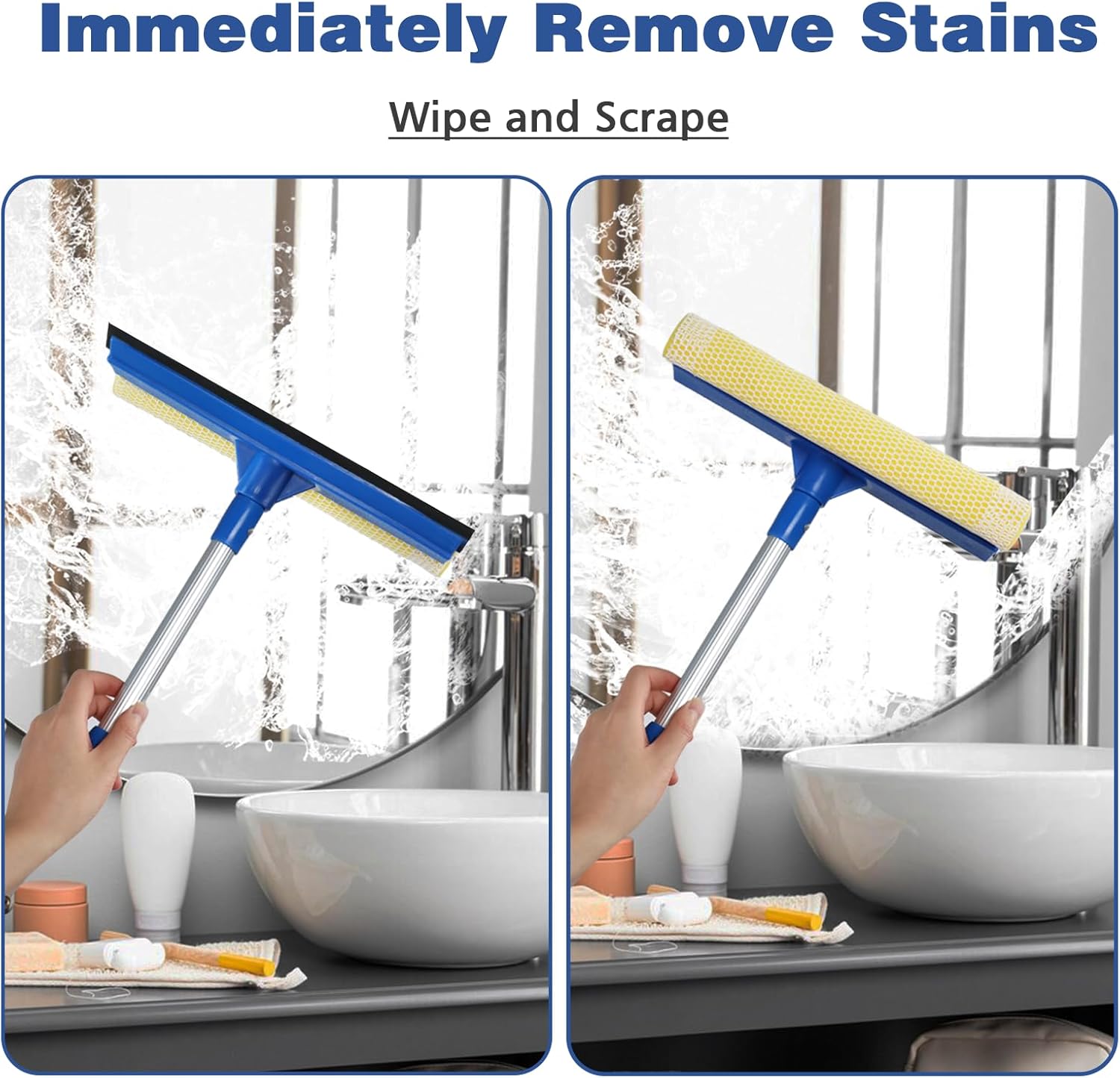 2-in-1 Car Window Squeegee — Long-Reach Glass Cleaning Tool