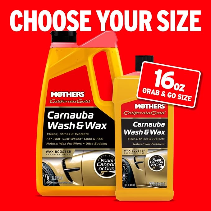 California Gold Carnauba Wash & Wax, 16 oz. — Cleans, Shines & Protects – Gentle, pH Balanced, Ultra-Sudsy, Spot-Free, Brilliant Finish, Biodegradable & Won't Strip Wax or Ceramic (05676)