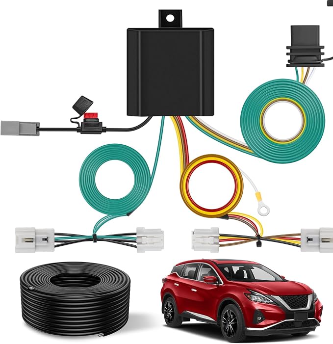 4 Pin Trailer Wiring Harness Kit 56267 Vehicle Standard 4 Way Connector Custom for 2015 2016 2017 2018 2019 2020 2021 2022 2023 2024 Nissan Murano Simple Fit Tow Hitch Harness