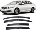 Tape-On Window Visors Deflectors Rain Guards 4 Piece Set ‎Compatible with 2012-2015 Honda Civic Sedan 94462