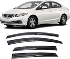 Tape-On Window Visors Deflectors Rain Guards 4 Piece Set ‎Compatible with 2012-2015 Honda Civic Sedan 94462