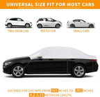 Half Car Cover for Windshield Ice & Snow - Windshield Snow Cover with Hail Protector, All-Weather Car Cover Fit for Cars & SUVs with Reflective Straps (Sedan)