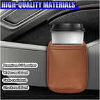 2PCS Large Cup Holder for Car Door - Clip On Vehicle Hanging Water Bottle Drink Holder Car Back Seat Pocket - Scratch-Resistant PU Leather Beverage Storage Organizer for Cars Trucks (Orange)