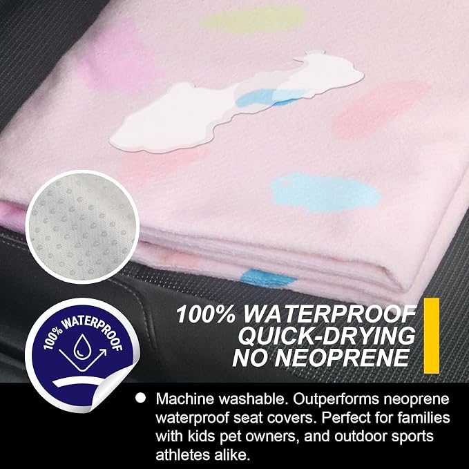 Back Seat Cover for Car Trucks Van SUV Jeep,Waterproof Rear Bench Towel Seat Covers for Kids,Automotive Backseat Protector (Pink Marbling)