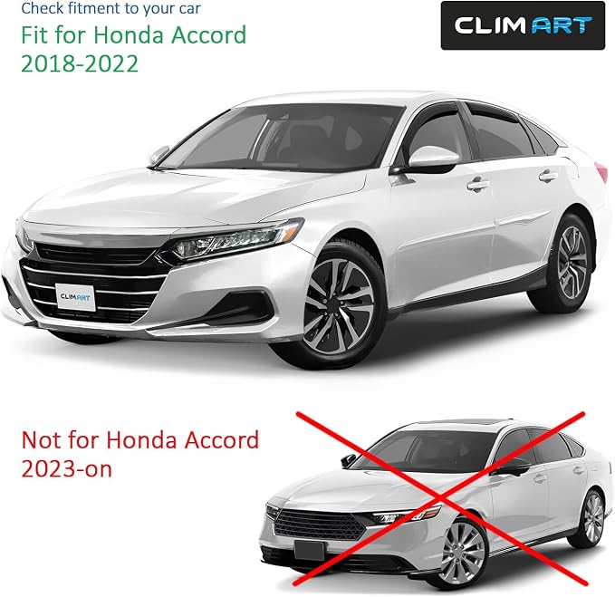 in-Channel Incredibly Durable Rain Guards for Honda Accord 2018-2022, Original Window Deflectors, Vent Window Visors, Vent Deflector, 4 pcs. - 618410