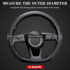 D Shape Steering Wheel Cover, Universal 15 inch, Microfiber Leather Viscose, Breathable, Anti-Slip,Warm in Winter and Cool in Summer, Black
