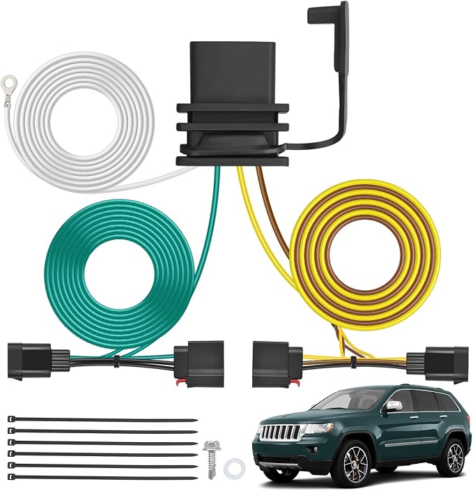 4 Pin Trailer Wiring Harness Kit 56009 Vehicle Standard 4 Way Connector Custom for 2007 2008 2009 2010 2011 2012 2013 Jeep Grand Cherokee Simple Fit Tow Hitch Harness