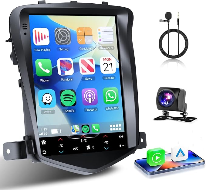 6+128G Car Radio Stereo for Chevrolet Cruze J300 2009-2014 Android Wireless CarPlay Android Auto,9.7 inch IPS Touchscreen Car Stereo Bluetooth5.0,GPS,WiFi,SWC,59UI,32EQ DSP+HD Backup Camera