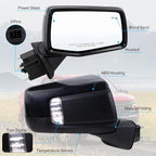 Right Passenger Side Mirror Compatible with 2019-2025 Chevy Silverado 1500 With Power Glass Manual Folding Temperature Sensor Turn signal Heated Blind Spot Black Replace#GM1321586(9Pins)
