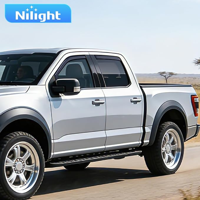 in-Channel Rain Guards for Ford F150 SuperCrew 2015 2016 2017 2018 2019 2020,Window Visors Vent Deflectors, Smoke Tinted, Wind & Rain Protection, Car Wash Safe – 4PCS