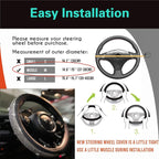 Bling Bling Comfy Steering Wheel Cover with Jumbo Crystal Rhinestones, Anti-Slip Diamond Leather, Universal 15 Inch (Black)