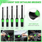 27PCS Car Detailing Kit Auto Cleaning Tools Wash Set with Storage Carry Bag Home Use for Interior Exterior Deep Clean Polish Car Care Windshield Dashboard Seat Air Vents Wheels Tires, Green
