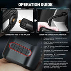 Tire Inflator Portable Air Compressor, 150PSI Cordless Air Pump for Car, Bike, Motorcycle, Ball, Electric Bike Tire Pump with Pressure Gauge, LED Light, Red, TOOLS-00678-RD