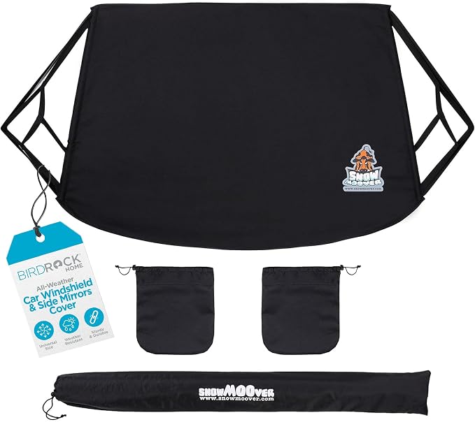 Car Windshield and Side Mirrors Cover for Ice and Snow | All-Weather Protection | PVC Coated Polyester | Fits Cars, SUVs, Small Trucks | Quick Install | Includes Storage Bag | 61" x 41"