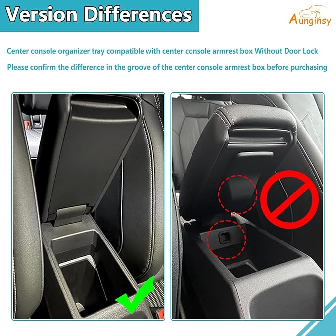 Armrest Storage Box Compatible with Audi Q4 E-Tron 2022 2023 2024 2025, Car Center Console Organizer Tray Armrest Box Insert Coin Container ABS Interior Accessories, Without Door Lock