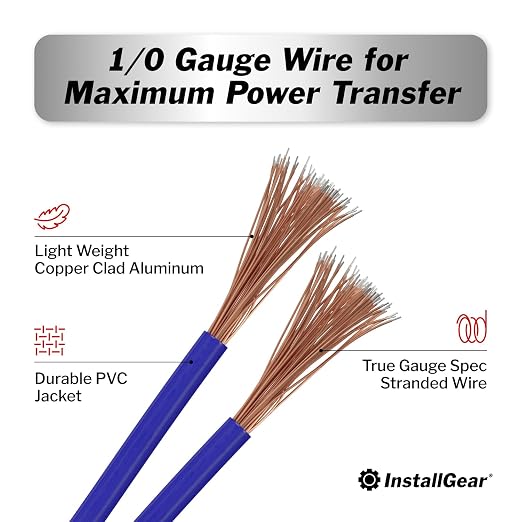 1/0 Gauge Wire (25Ft) Copper Clad Aluminum CAA - Prmiary Automotive, Car Amplifier Power and Ground Cable, Battery Cable, Audio Speaker Stereo, RV Trailer Wiring