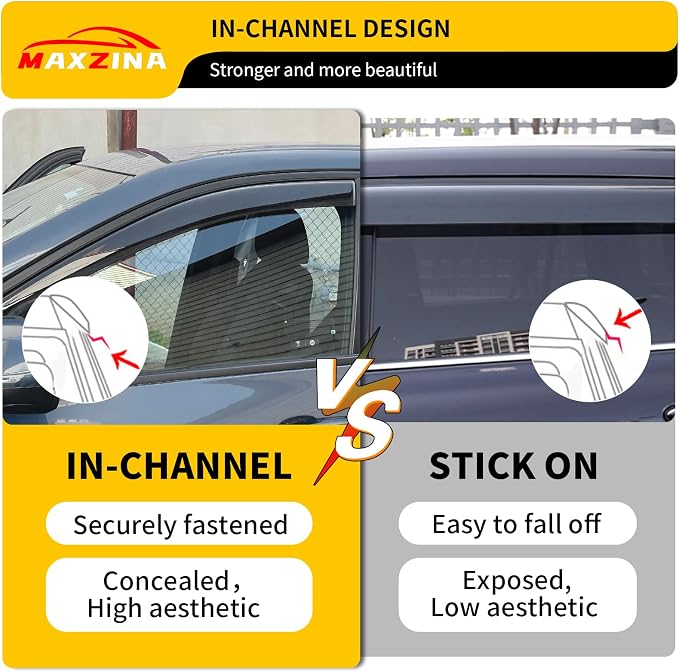 Visor Rain Guards Compatible with 2025 2026 Chevrolet Equinox (Not for EV) Front and Rear in-Channel Window Visors Wind Deflectors Weather Shield for Chevy Equinox 4PCS Accessories