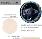 3 Pack Boho Steering Wheel Cover with Car Cup Holder Coasters Universal Baja Hippie Bohemian Style Steering Wheel Covers Cute Car Steering Wheel Cover for Women Girl 15 Inch (Blue)