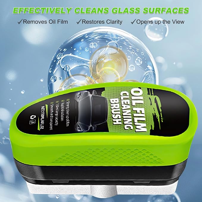 Automotive Oil Film Cleaning Brush,Car Glass Oil Film Cleaner Brush, Clear Vision Windshield Cleaner,Glass Coating Cleaner Board, Anti-Rain Fog, Improves Clarity and Safer Driving (2 Set)