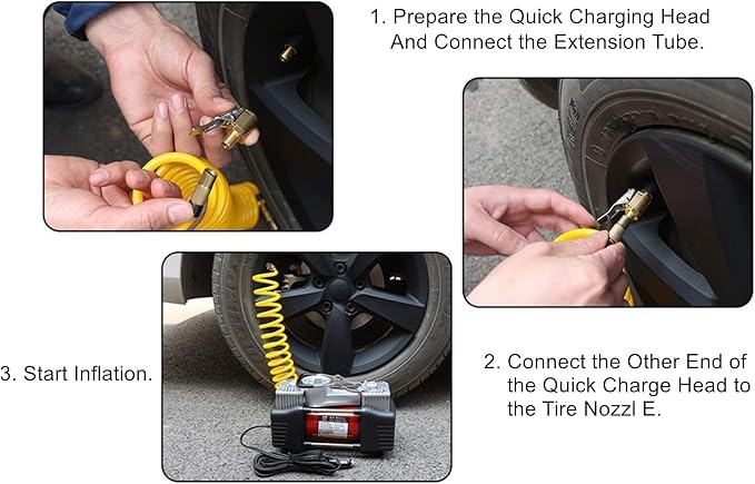 Tire Air Chuck with Clip Adapter, Brass Locking Tire Inflator Nozzle Adapter Connect, No Leakage Tire Chucks for Vehicle Inflator Compressor Pump Connect Accessories Tool 8mm 1Pack