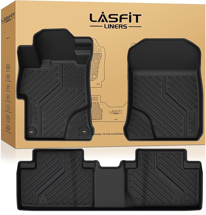 Floor Mats for Honda Civic Sedan 2012 2013 2014 2015, All Weather TPE Custom Fit Floor Liner, 1st & 2nd Row, Black