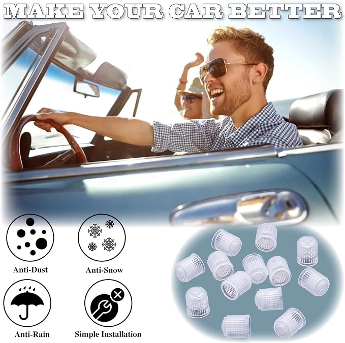 15PCS Tire Valve Stem Caps, Corrosion Resistant, with O Rubber Ring, Airtight Seal Heavy Duty Dustproof Tire Valve Stem Covers for Cars, SUV, Trucks, Bikes, Motorcycles, Bicycles(Transparent)