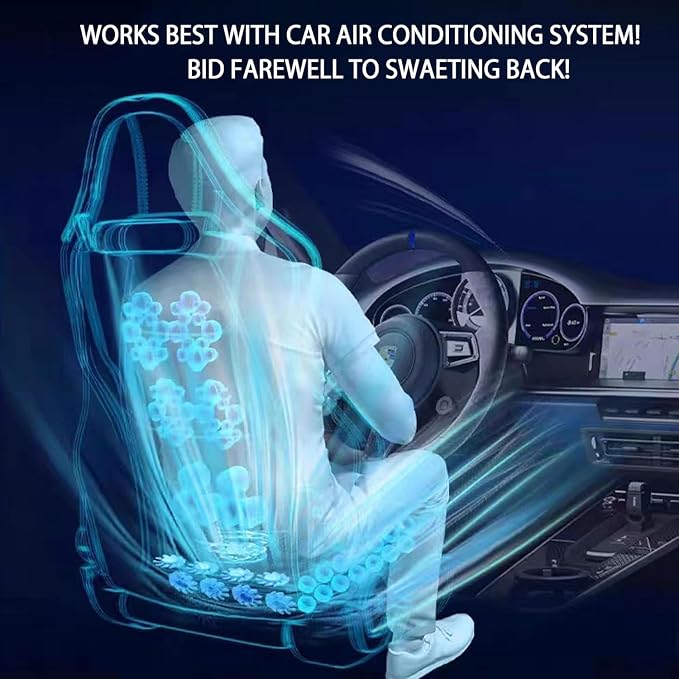 Seat Coolers for Vehicles, 12V Car Cooling Seat Cushion with Massager Mesh Breathable Summer Driving Cooling Seat Covers for Cars Front Seat Faux Leather (beigi)