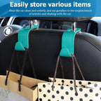 Car Seat Headrest Hook, 4PCS Vehicle Seat Back Hanger Storage Organizer for Purse Bag Coat, Auto Interior Hanging Holder Organization Accessories, Universal for SUV Sedan Truck (Cyan)