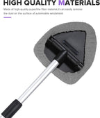 Windshield Cleaner Tool,Car Accessories,Automotive Tool Car Window Cleaner with Extendable Long Handle and 4 Washable Reusable Microfiber Pads,Suitable for Most Cars,SUVs,Trucks,Jeeps (Gray)