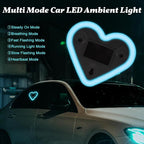 Upgrade Car Light LED Ambient Lights Heart Solar Lights Solar-Powered Heart-Shaped Neon Lights for Car Window Decorative 5 Modes Interior Outdoor Decor (Ice Blue)