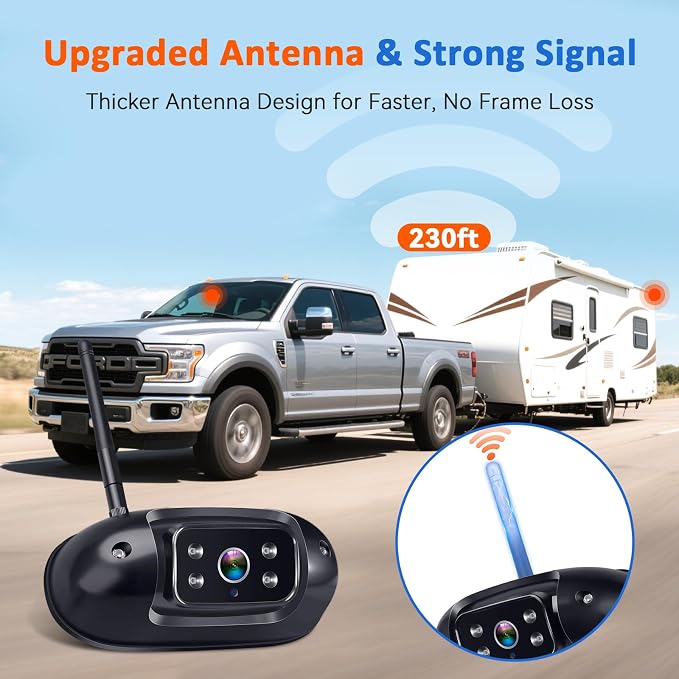 20-Mins Easy Install RV Backup Camera Wireless for Furrion: HD 1080P Rear View Camera with 7-Inch DVR Monitor - Clear Night Vision Wide View Reverse Camera with AI Detection