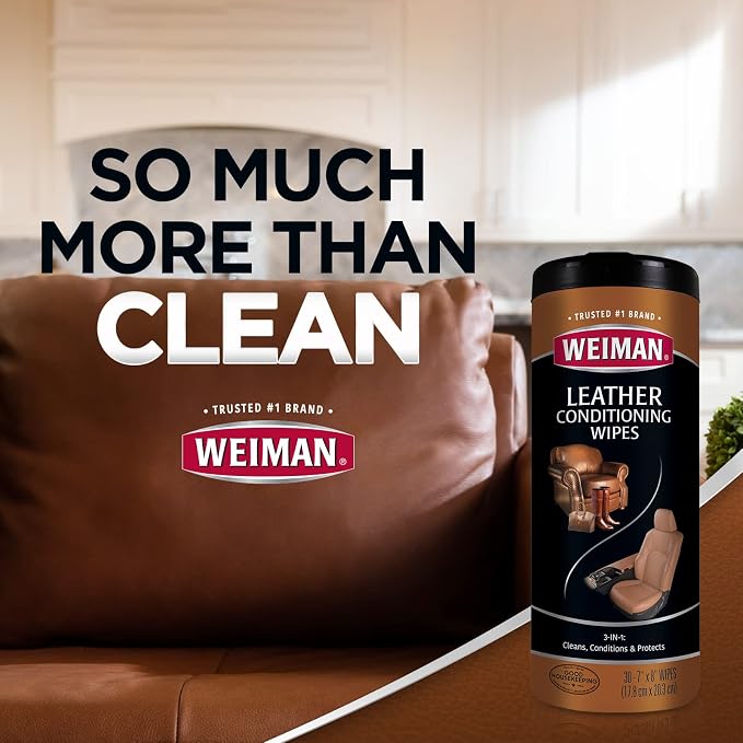 Leather Cleaner Kit Leather Wipes (30 Count) and Microfiber Cloth - Clean and Condition Car Seats and Interior, Shoes, Couches and Other Leather Surfaces