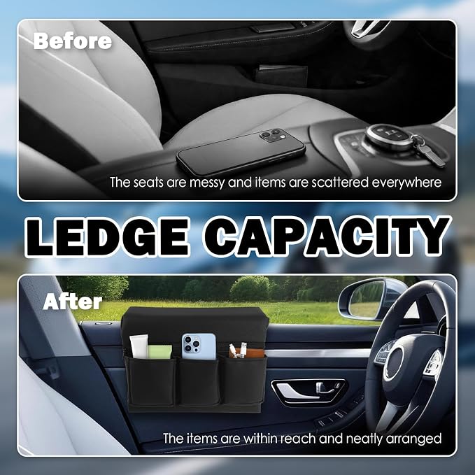 Leather Car Window Armrest,2026 Upgraded Car Armrest Storage Box for Window with Multiple Pockets to Relieve Arm Fatigue,Universal Cars Door Armrests Pad for Long Drives