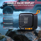 Tire Inflator Portable Air Compressor, 180 PSI Cordless Air Pump for Car Tires with Digital Pressure Gauge & Auto Shut-Off, Air Compressor Portable for Car, Motorcycle, Bicycle, Ball, Orange