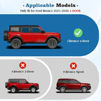 1797 4 Door Handle Storage Box fit for Ford Bronco 2021 2022 2023 2024 2025 2026 Accessories Car Pocket Organizer with Anti-Slip Black ABS Plastic-4pcs/Set (Not for Sport/2 Door)