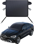 Windshield Cover for Ice and Snow,Black Winter Summer Sunshade with Thickened 600D Oxford Fabric, Universal Car Frost Shield Snow Cover Windshield Protector