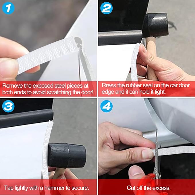 49Ft(15M) Long Car Door Edge Guards, U Shape Edge Trim Rubber Seal Protector Car Door Protection Anti-Collision Rubber Clips Easy to Cut No Need Adhesive Fit for Most Vehicles| White