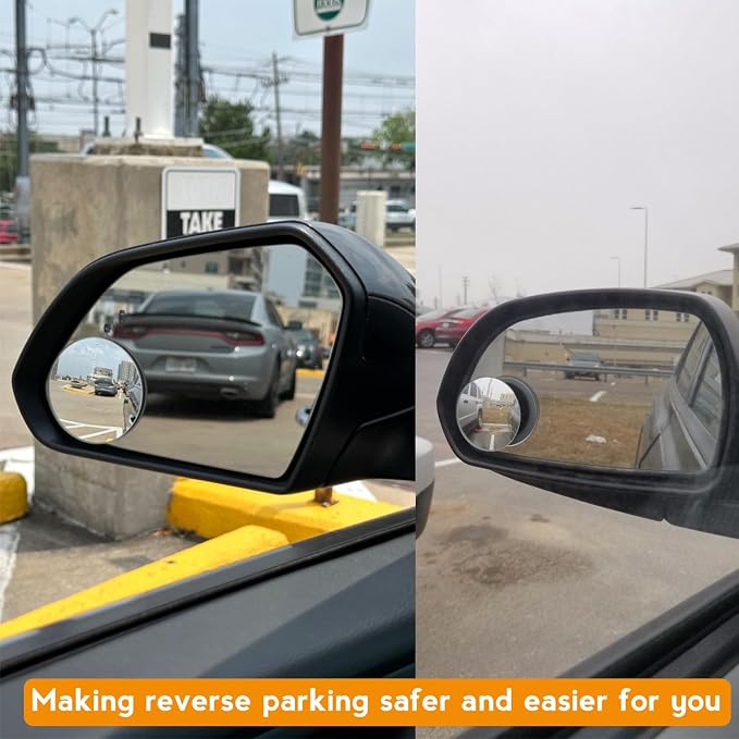 Blind Spot Mirrors 4 Pack HD Frameless Convex Mirrors for Wide Angle Side View Blind Spot Coverage
