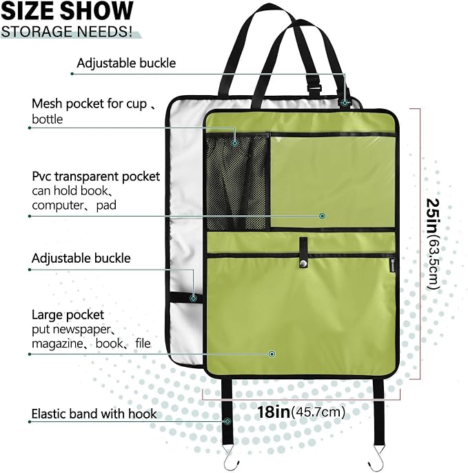 Avocado Green Seat Back Protector Car Seat Backrest Protector Anti-dirty Mats, Back of Seat Protector for Kids Feet Car Seat