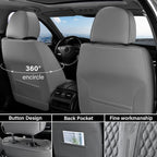 Coverado Car Seat Covers Full Set, Nappa Leather Seat Covers for Car, Waterproof Car Seat Protector with Lumbar Support, Automotive Seat Covers Universal Fit for Most Cars SUV Trucks (Gray)