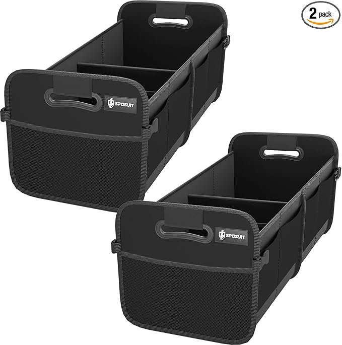 Trunk Organizer for Car - 70L Collapsible Car Storage with 11 Pockets & Reinforced Handles, SUV Trunk Organizers for Grocery Cargo(Black, 2 Pack)