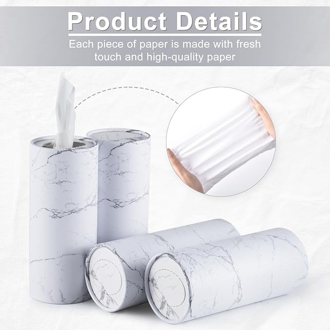 Car Tissue Holder, 4 Pack Car Cup Holder Facial Tissues with Travel Tissue Bag, Quick and Convenient Flower Combination Car Tissue Box(4 Canisters/200 Tissues) White