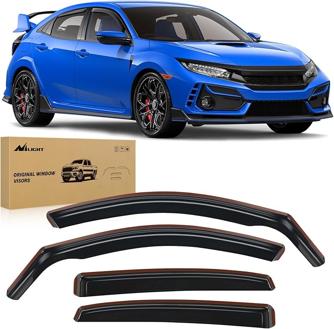 Durable in Channel Rain Guards for Honda Civic Hatchback 2016 2017 2018 2019 2020 2021 Window Deflectors, Vent Window Visors-4pcs