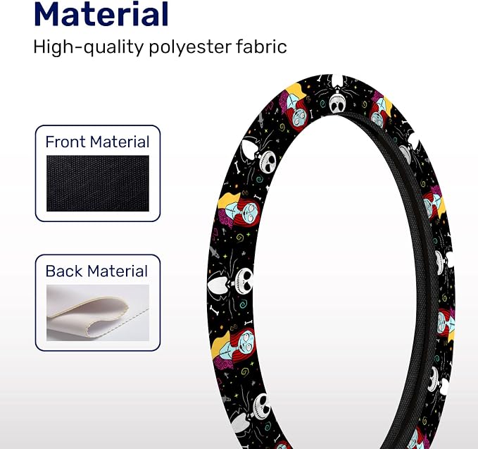 Nightmare Couple Steering Wheel Cover, Non Slip Polyester Car Wheel Protector for Car SUV Truck, Universal 15 Inch