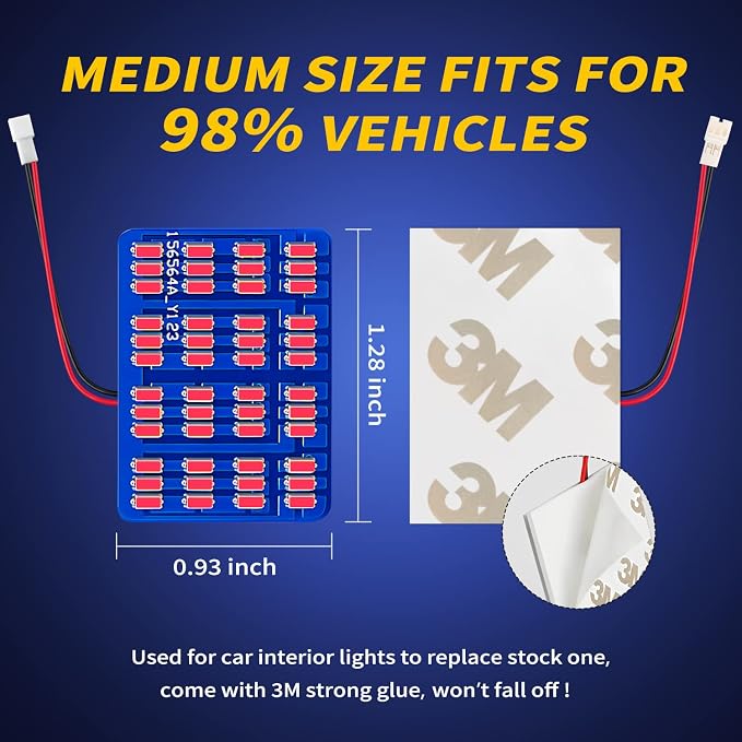 Car Interior LED Lights Accessories with 194 168 T10 / BA9S / DE3175 6418 211-2 578 Festoon Adapters, 48-SMD Panel Lamps for Dome Map Door Trunk Courtesy License Plate Lights (Brilliant Red)