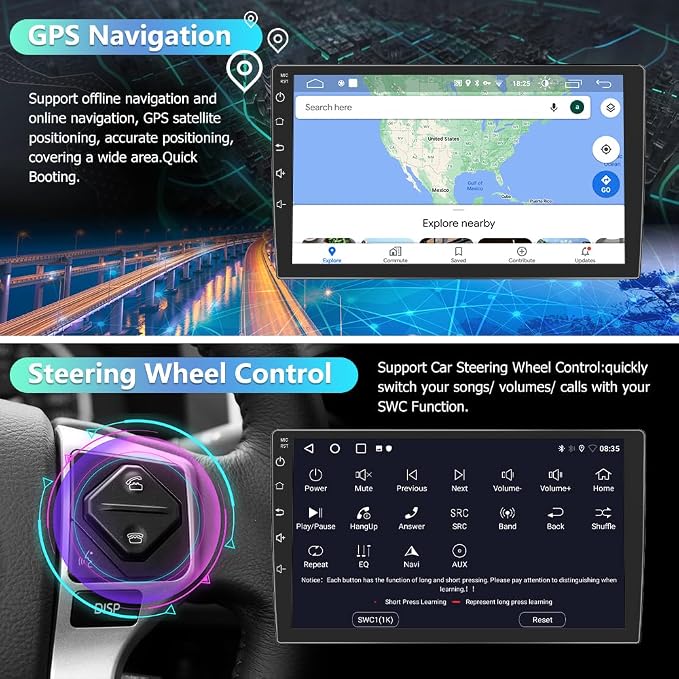 4Core [2+64GB] Car Radio for Toyota Tundra 2007-2013/Sequoia 2008-2018 | 10.1 Inch Touchscreen Android 13 Car Stereo Wireless CarPlay/Android Auto, GPS/WiFi/BT/FM, Support SWC Backup Camera