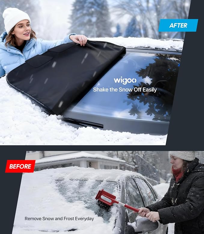 2026 Upgrade Car Windshield Cover for Ice and Snow, Windshield Snow Cover for Winter Snow & Frost – 600D Heavy Magnetic Anti-Hail Protector for Winter Weather, Fits Large SUVs & Trucks, X-Large
