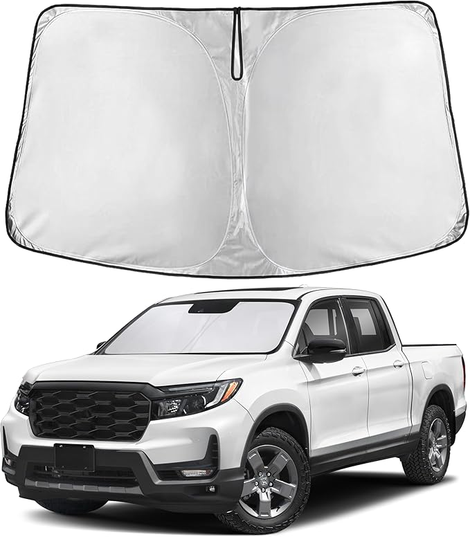 Windshield Sun Shade Compatible for Honda Ridgeline 2017–2026 | Custom Fit Pickup Truck Front Window Sunshade | Foldable Heat & UV Reflective Sun Visor
