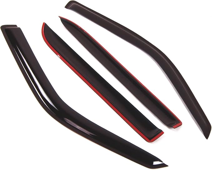 Outside Mount Window Vent Visors Rain Guards Compatible with Ford F-150 SuperCrew 2001-2003 | Side Window Wind Deflectors Rain Shields | Smoke Tinted, 4 Pcs Set, DGWV-165