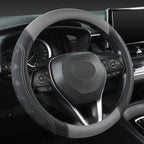 Car Steering Wheel Cover for Toyota RAV4,Camry,Highlander,Corolla,Prius,Tacoma, Standard Size - Black+Gray